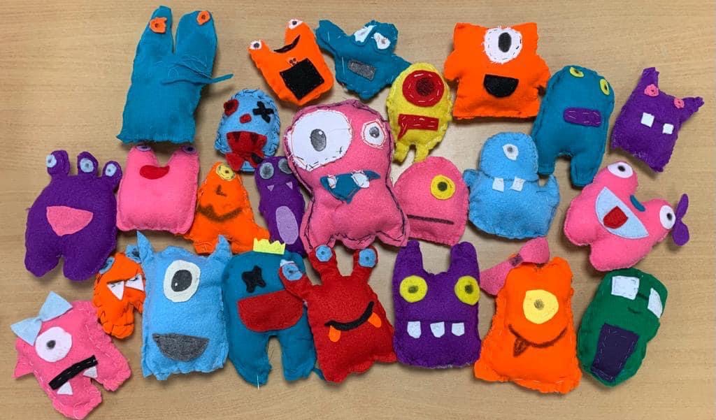 Worry Monsters made by pupils for Mental Health Awareness Week